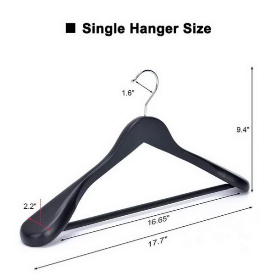 JS HANGER Solid Wooden Extra-Wide Shoulder Suit/Coat Hangers – Wardrobe ...